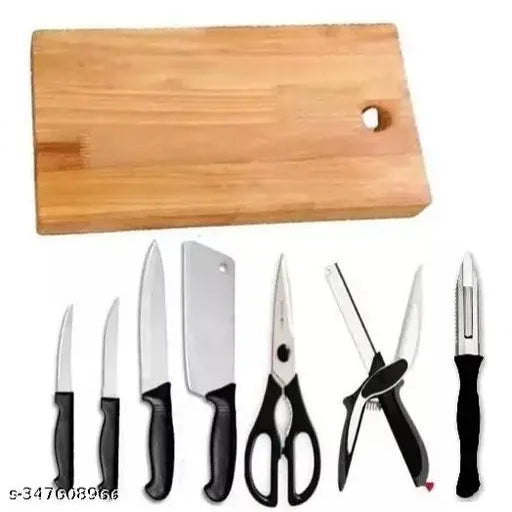 ss knife set with chopping board