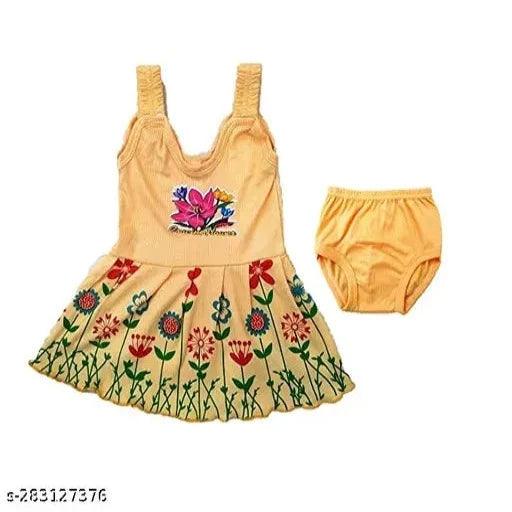 Baby Girl Cotton Frock and panties Dress for New Born Baby Multicolor Sleeveless Frocks (Pack of 5) - Springkart