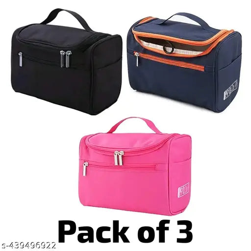 PACK OF 3 | Cosmetic Makeup Organizer Toiletry Bags for Women & Men