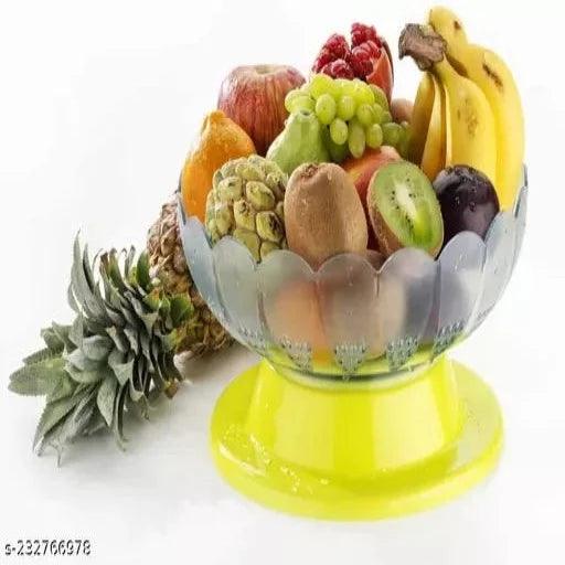 krupanidhi Rotating Bowl Fruit Basket Revolving Dining Table Plastic Serving Vegetable and Fruit Bowl Decorative Basket, Multicolor,pack of 1 - Springkart 