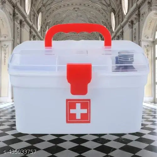 Medicine Box, Medical Box, First aid Box, Multi Purpose Box, Multi Utility Storage with Handle (White, Standard )