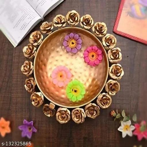 Decorative Beautiful Handcrafted Bowl for Floating Flowers and Tea Light Candles Home