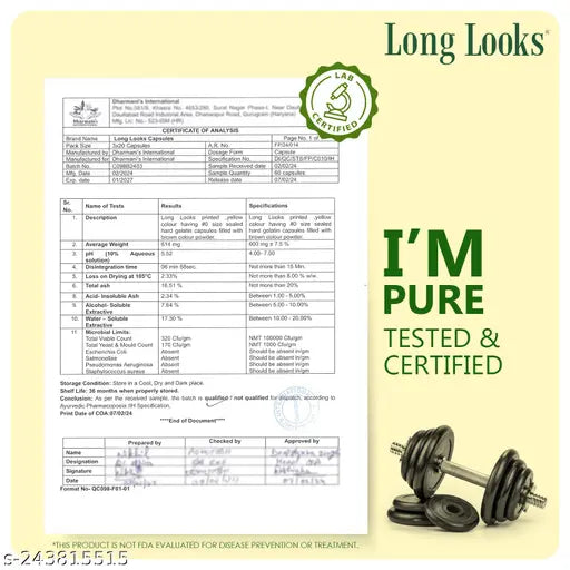 Long Looks Capsules for Boys & Girls | Look Longer – 60 Capsules (60 x 2)