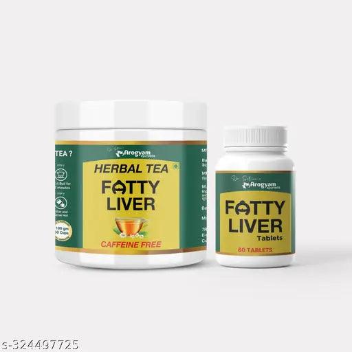 Ayurveda Fatty Liver Tablets & Herbal Tea For Fatty Liver Combo