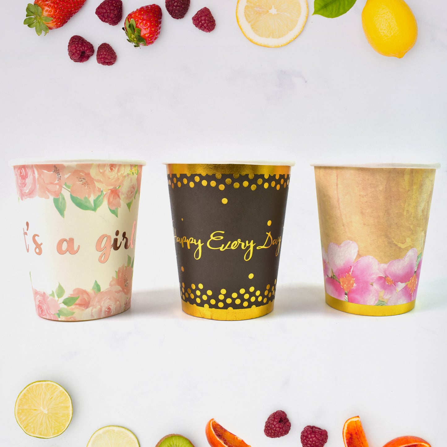 Disposable Paper Cups Disposable Tea Coffee Cups (3 Pcs Set Mix Color) - Springkart 