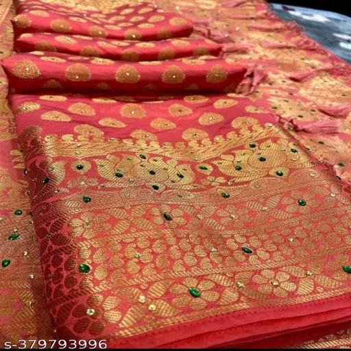 Banarasi Silk Multicolour Stone Work Saree - Springkart 