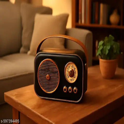 RG TGX Vintage Retro Portable Wireless Bluetooth Speaker with FM Radio, USB & TF Card | Classic Design | Rechargeable Battery | HIFI Stereo Sound (BLACK)