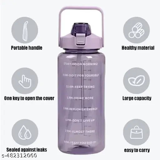 Plastic 2 Litter Water Bottle With Straw