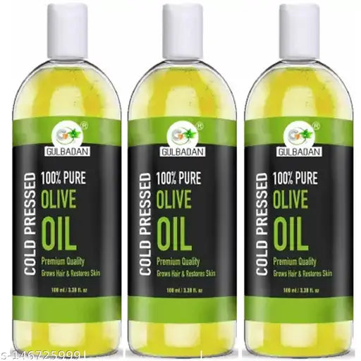 GULBADAN Organics 100% Pure Extra Light Olive Oil Hair Oil  (100 ml) Pack Of 3