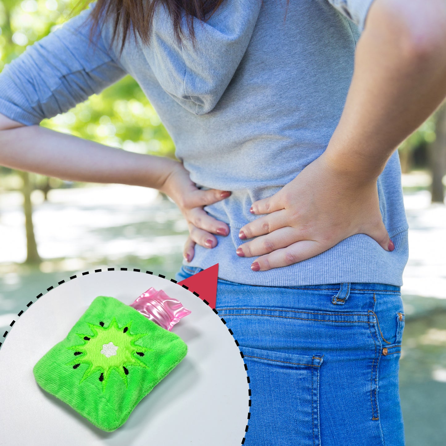 6521 Green Sun Small Hot Water Bag With Cover For Pain Relief Neck Shoulder Pain And Hand Feet Warmer Menstrual Cramps. - Springkart 