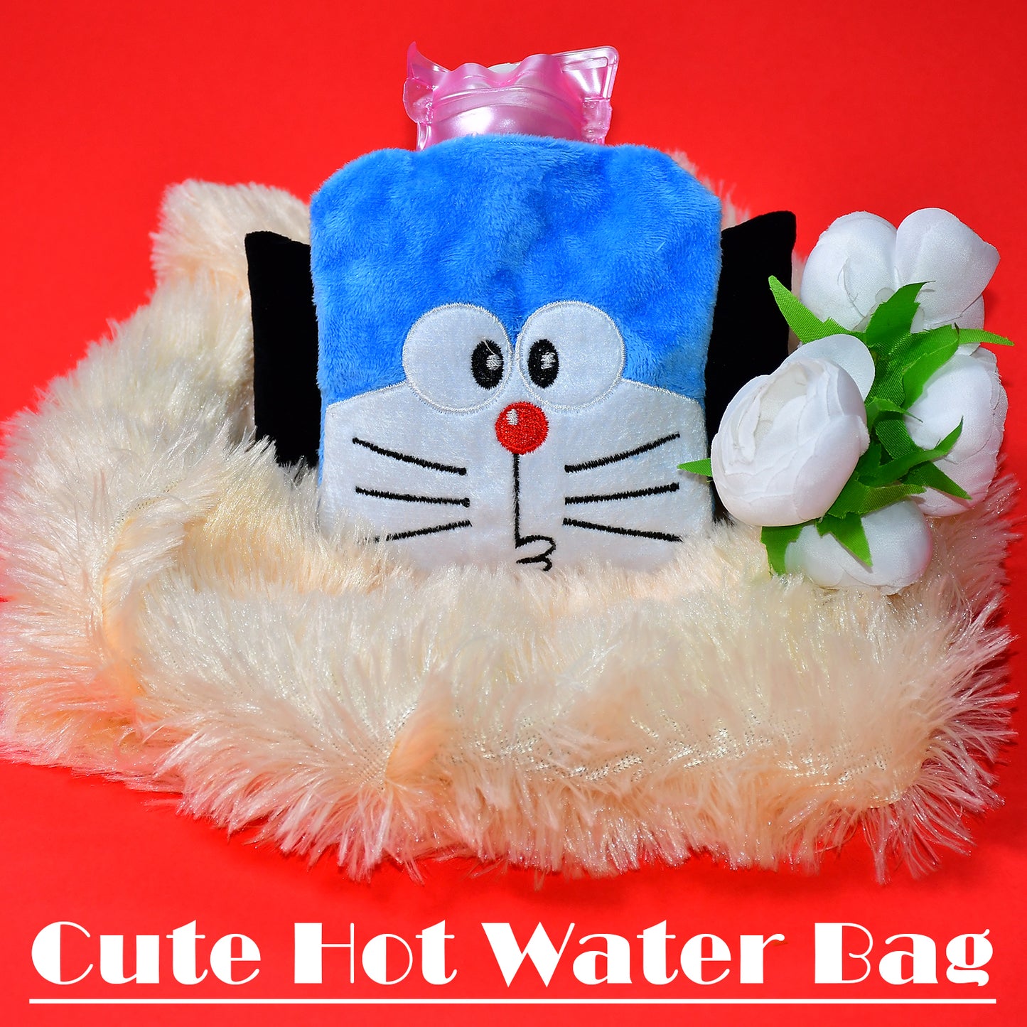 6504 Doremon Small Hot Water Bag With Cover For Pain Relief Neck Shoulder Pain And Hand Feet Warmer Menstrual Cramps. - Springkart 