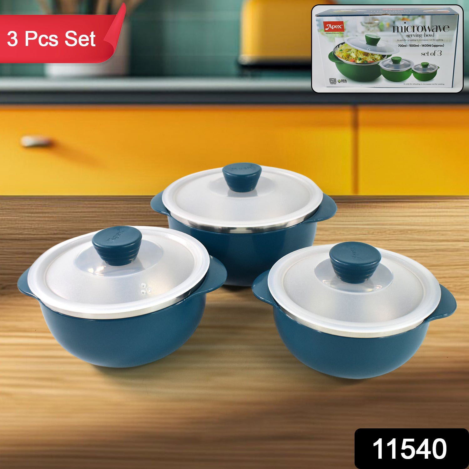Apex Microwave-safe Serving Bowl 3 Pcs Set (700ml 1000ml 1400ml) - Springkart 