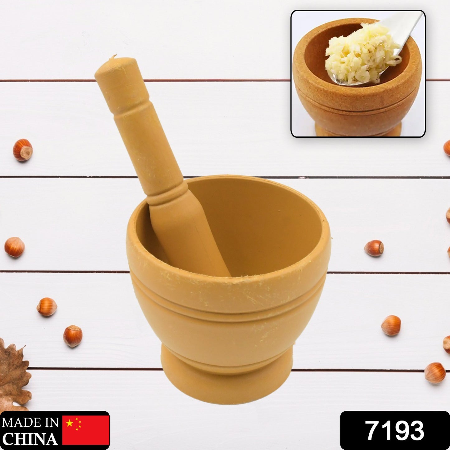 7193 Mortar And Pestle Set For Spices Okhli Masher Khalbatta Kharal Mixer Natural Traditional Grinder And Musal Well Design For Kitchen Home Herb - Springkart 