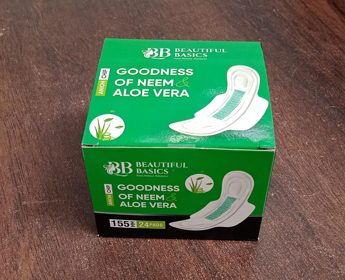 0984 Sanitary Pads For Women With Goodness Of Neem  Aloe Vera  Ultra Thin  Leakage Protection  Ph Balance  With Antibacterial Anion Chip  (155 Mm  24 Pads)