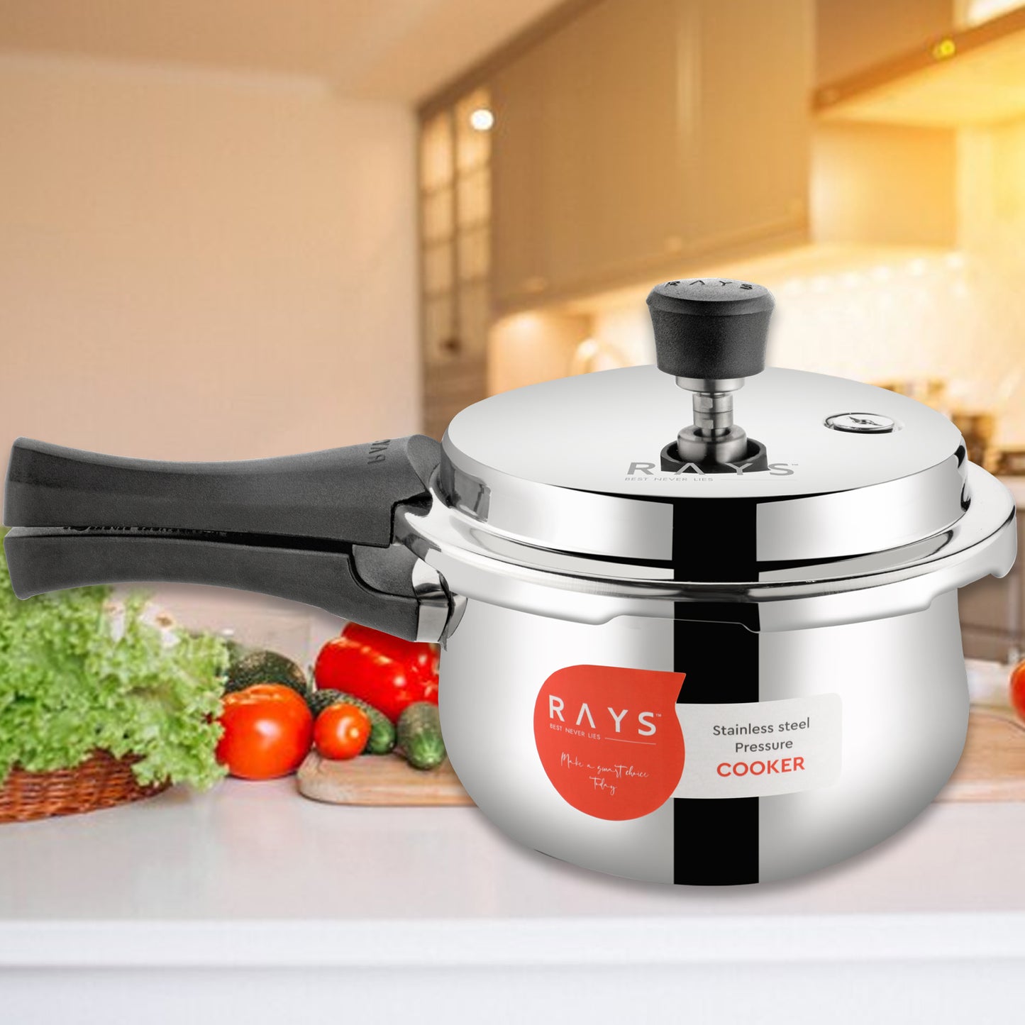 Stainless Steel Rays Fusion Pressure Cookers With Outer Lid (3.5 Litres) - Springkart 