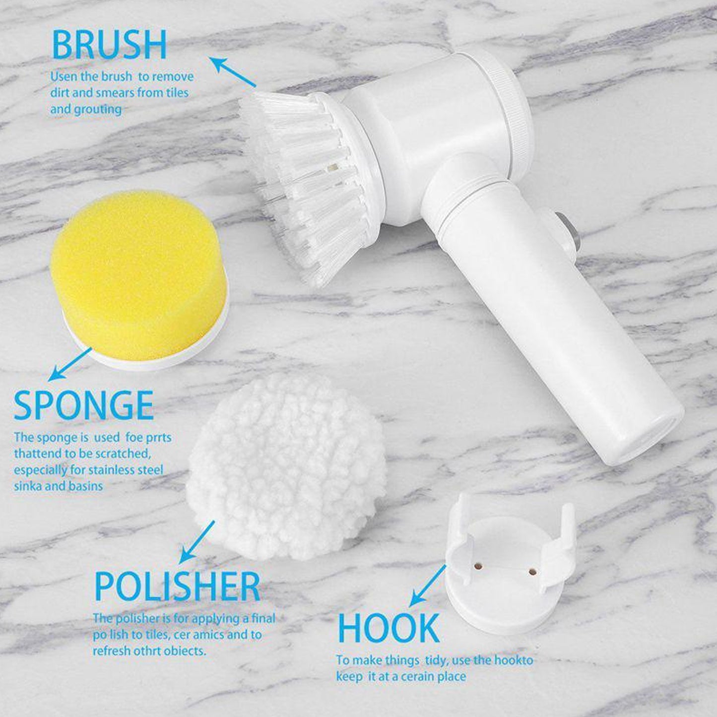 6329 5in1 Home Kitchen Electric Cleaning Brush Electric Spin Scrubber - Springkart 