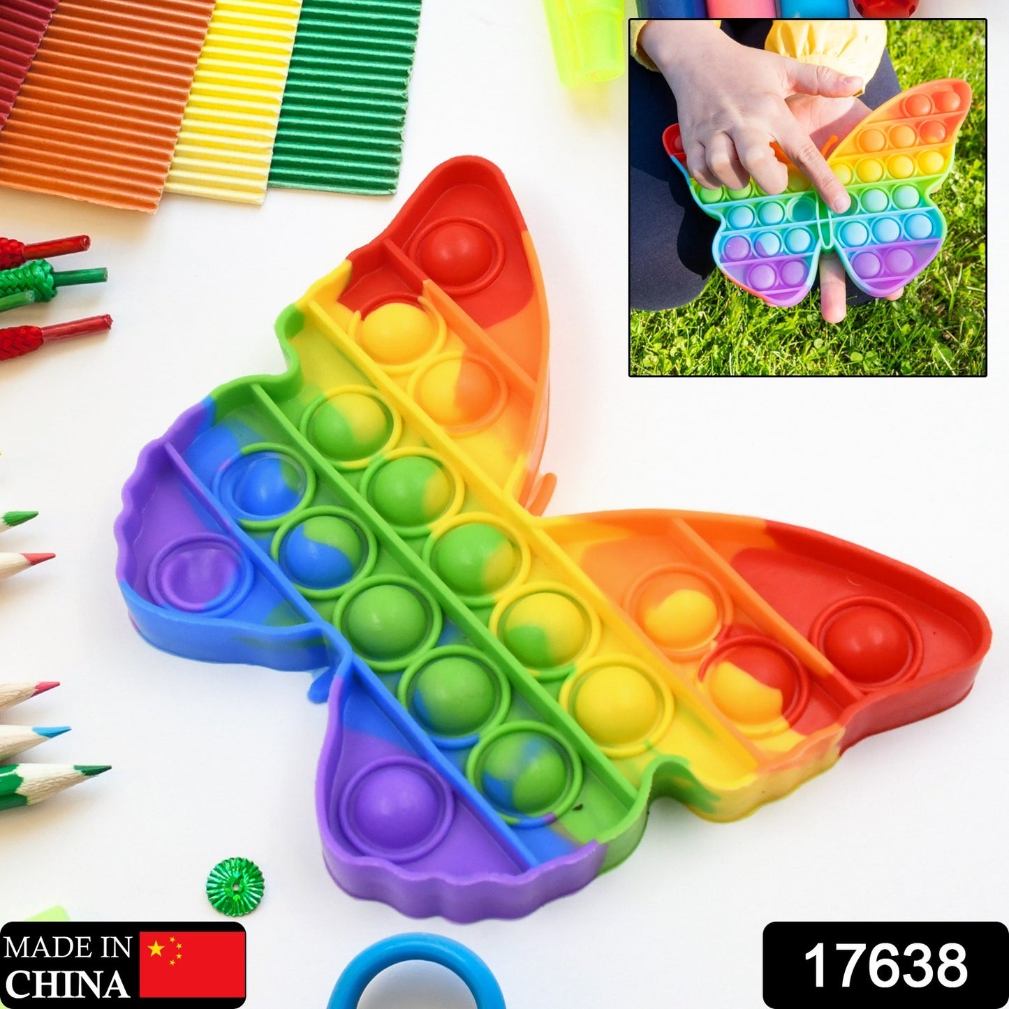 17638 Pop Fidget Toy Push Pop Bubble Fidget Sensory Toy For Kids And Adults Fidget Popper Stress Reliever Sensory Fidget Poppers (Butterfly Car Shape 1 Pc) - Springkart 
