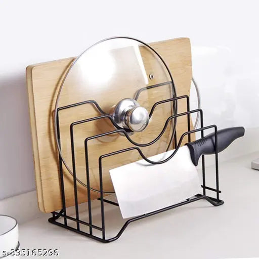 Multifuntion Kitchen Cabinet Organizer Rack: Pots, Pans, Lids, Cutting Boards & Utensils