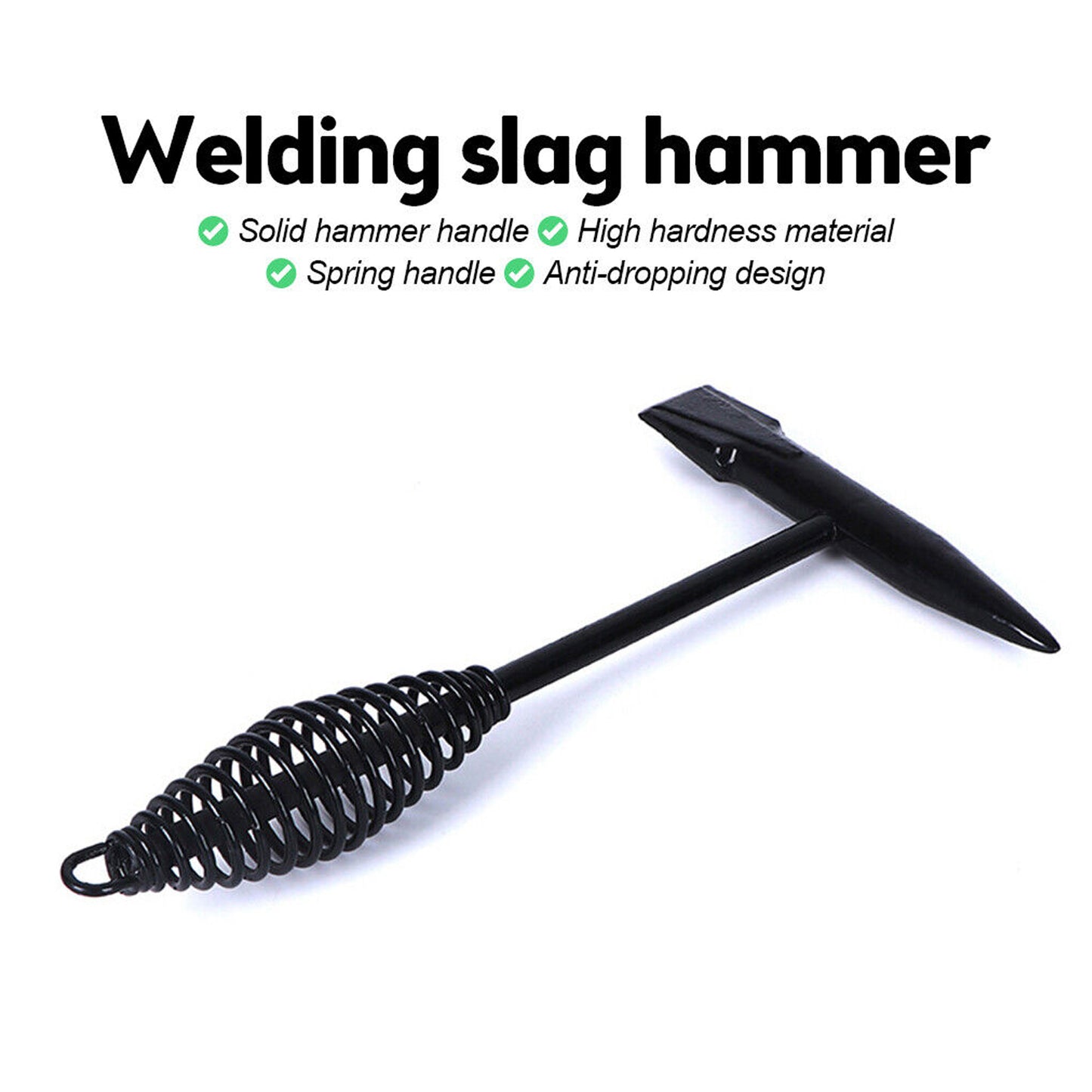 0482 Welding Slag Removal Tool  Chipping Hammer With Coil Spring Handle Mufti Functional For Cleaning Removing Slag Industrial Weld Slag Spatter Removal Tool Welding Hammer For Machinery Electrician (1 Pc )