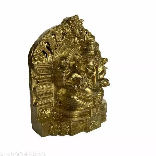 Sri Maha Ganapathy/Ganesha/Vinayagar Polystone Statue Idol 16cm (Gold Colour) - Springkart 