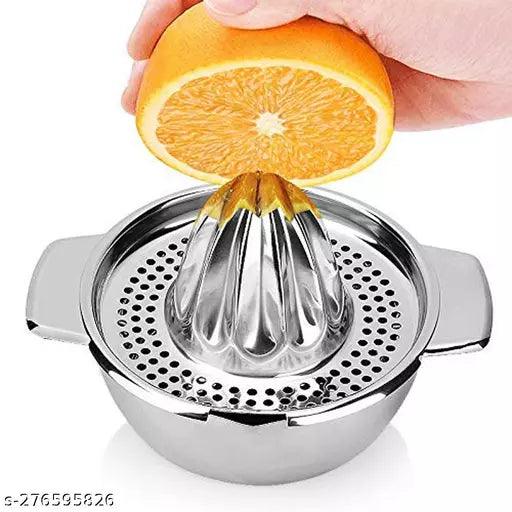 stainless steel manual citrus juicer hand cold press lemon and orange juicer and squeezers with Round Bowl (Pack Of 1, Silver) - Springkart 