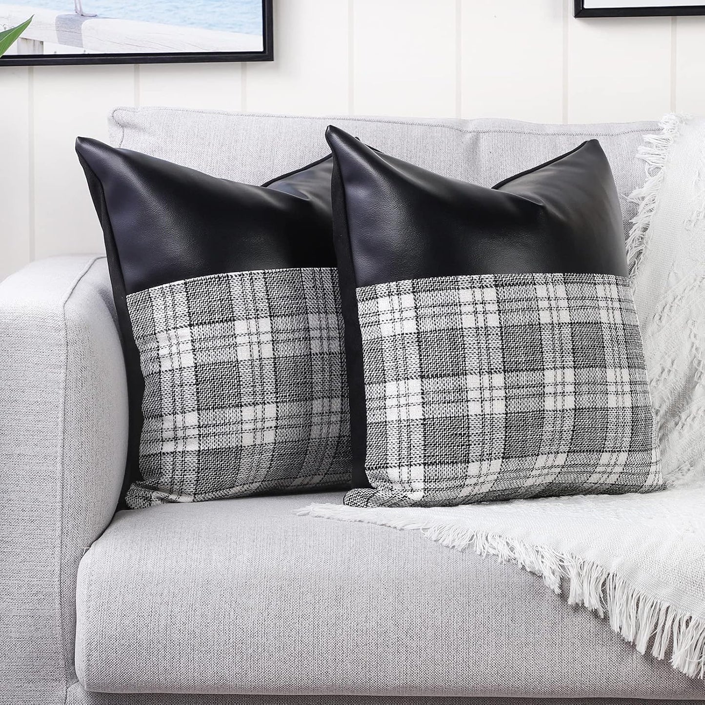 Pillow Covers Cushion Cases Soft Leather And Cotton (23 22 Inch 1 Pair 2 Pc) - Springkart 