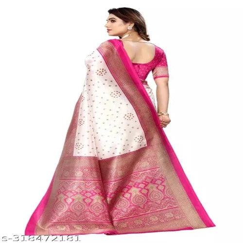 Yashika Women's Printed Trendy Art Silk Saree with Blouse Material - Springkart 