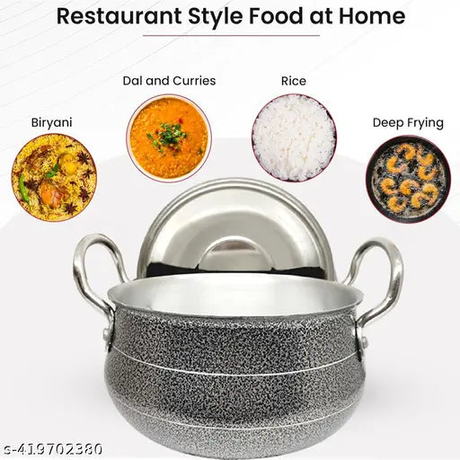 Handi with Lid |  Biryani Handi | Gas Cookware | Durable, Non-Toxic | Easy Grip Handle | Heat Surround Cooking | Large Tope for Cooking (  2 liter )