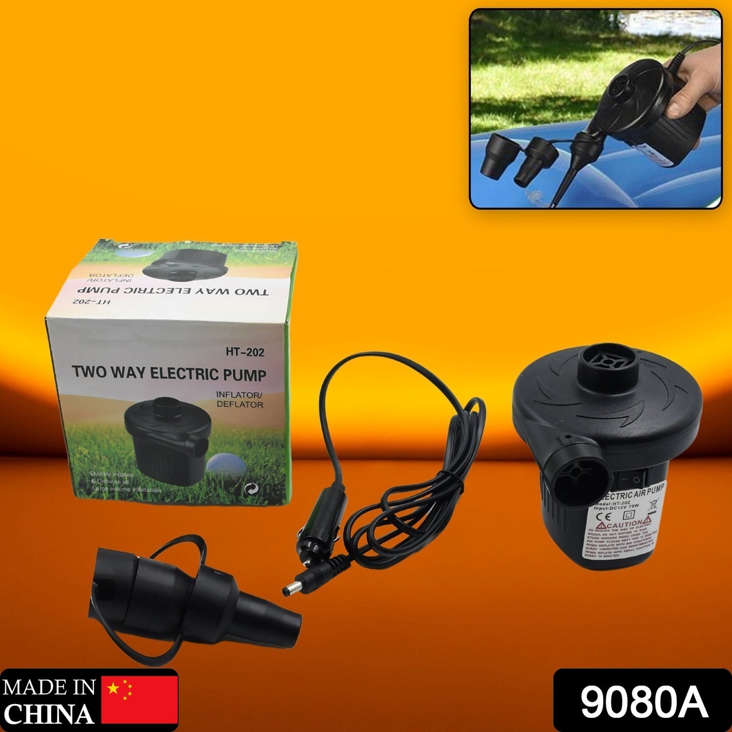 9080a Multi-purpose Electric Air Pump Without Valve Adaptors For Quickly Inflatesdeflates Sofa Bed Swimming Pool Tubes Toys Air Bags - Springkart 