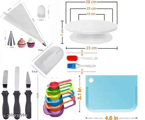 cake making materials with Free 20 Pcs Disposable Piping Bag+cake baking set combo Kitchen Tool Set , Cake Combo, Baking Tools, Cake Making Supplies, Cake Baking Supply, Cake Sets, Cake Combo Sets Icing set (Multicolor, Baking Tools, Brush, Cooking Spoon,