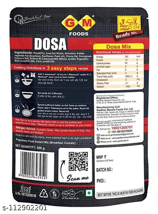 Maayka Premium | Masala Dosa Mix, Rava Dosa Mix, Rice Idli Mix & Rava Idli Mix - Pack of 4