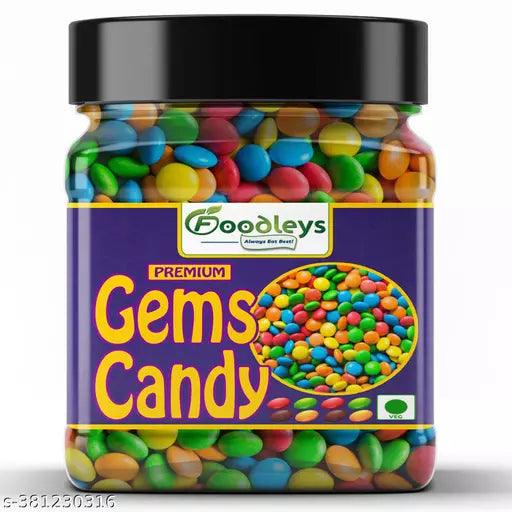 FoodLeys Chocolate Gems Candy | Gems Sugar Coated Chocolate | Gems Chocolate Buttons | Button Candy And Chocolate Munchies | Chocolate Flavor Candy Pack of 1 Jar 400Gms (400 Gms) - Springkart 