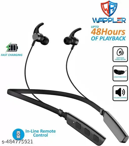 BT 235V3 Black Bluetooth Neckband | Wireless Neckband |  Clear Sound Quality With Powerful Bass 20HR Battery Type C Fast Charge Magnetic Lock | Premium Metal Look & Clear Mic Sound | Bluetooth Headphones | | Best Sound Neckband | Best Neckband | High Bass