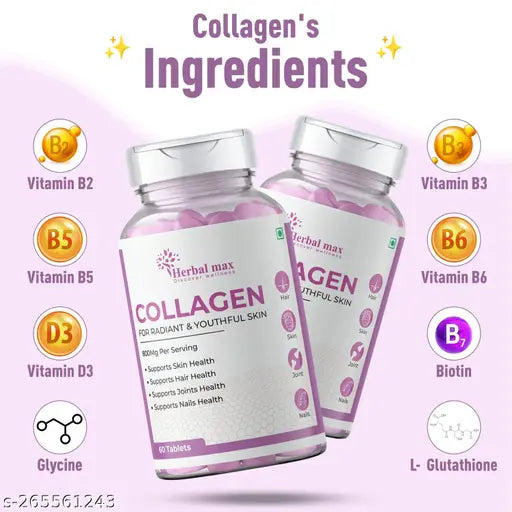 Herbal max Collagen Tablet to support youthful skin Collagen 60 Tablet