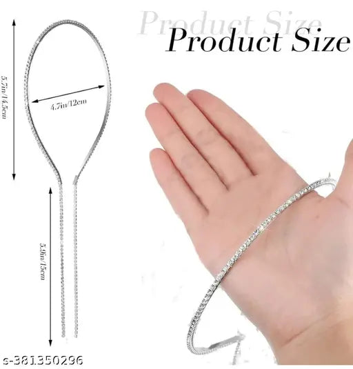 Diamond Headband for Weddings and Parties|Hairband Birthday Gift for Women & Girls (Silver), Pack of 1 - Springkart 