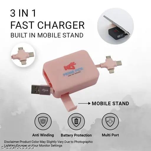 Multi Retractable 2.4A Fast Charger with Phone Holder