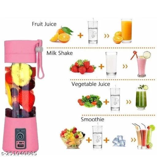 Multi Functional Mini Fruit Mixer Machine Portable Electric Juicer grinder Shaker Bottle Cup 380ML Personal Blender Smoothie Maker USB Rechargeable Fruit Extractor and Mixer for Home - Springkart 