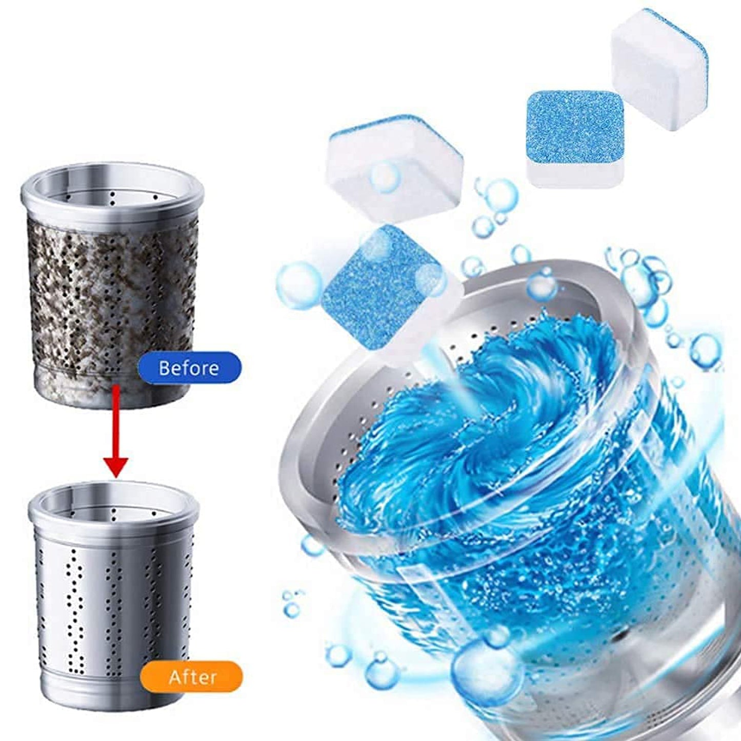 6245 Washing Machine Effervescent Tablet For All Companys Front And Top Load Machine Tablet For Perfectly Cleaning Of Tub Drum Stain Remover Washer Cleaner - Springkart 