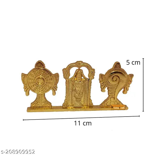 Tirupati Balaji Symbol Stand Shankh Chakra Gold Plating   Diwali Gift