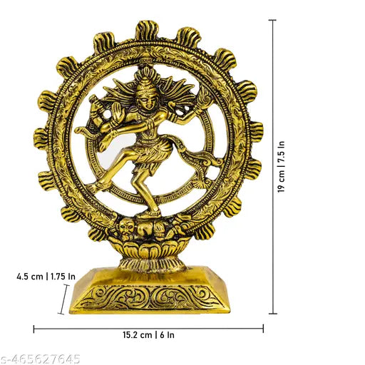 Gold Finished Dancing Natraj |Shiva Brass God Idol Statue Showpiece for Home