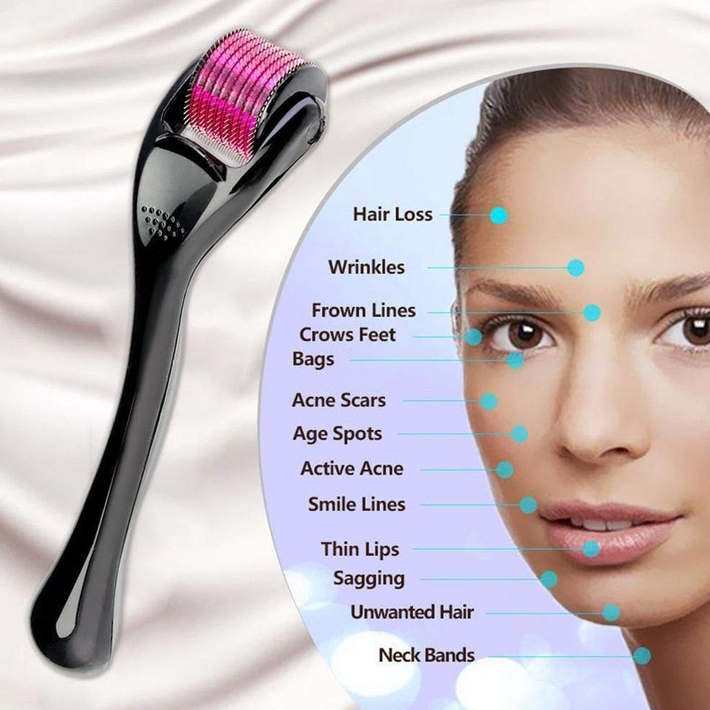 6601 Derma Roller Anti Ageing And Facial Scrubs Polishes Scar Removal Hair Regrowth (0.75mm) - Springkart 