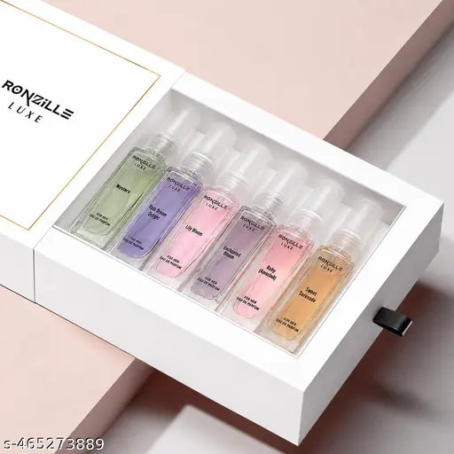 Ronzille Luxe Women Eau De Perfume  Enchanted Bloom Eau, Lily Bloom,Mystara,Ruby,Yuzu Breeze,Sweet Serenade- 48ml(Set of 6)