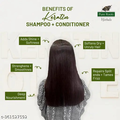 Pure Roots Advanced Keratin  Shampoo (300ml) + Keratin Conditioner ( 100ml)  (2 Items in the set)