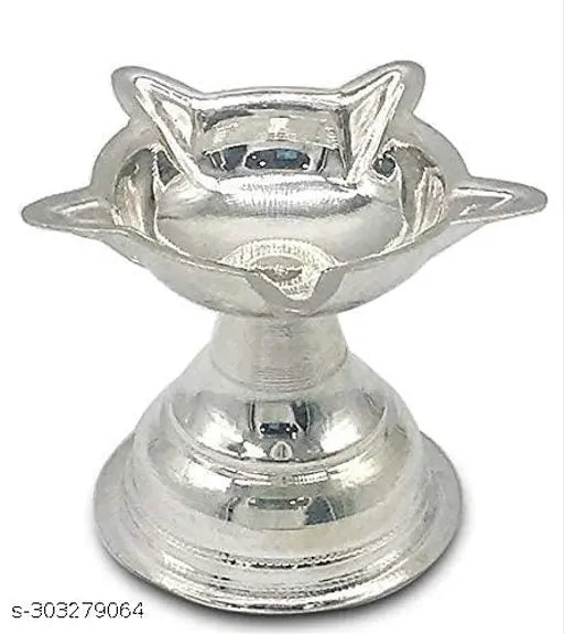 German Silver 5 Star Diya For Pooja -2.5"inch 60 Grams