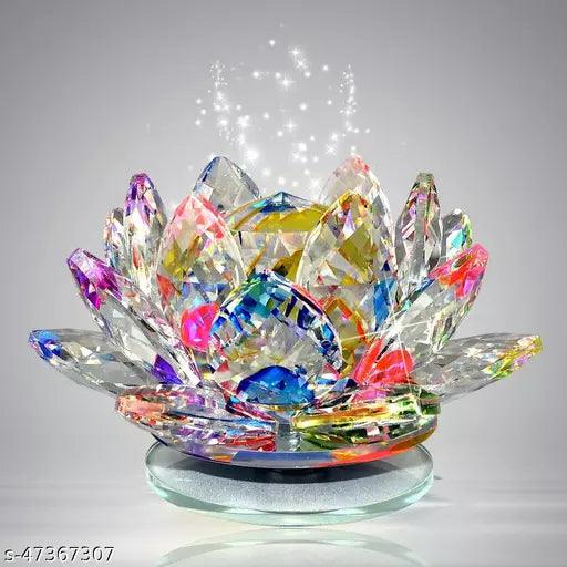 Feng Shui Transparent Crystal Lotus for Positive Energy A Gift Item for Good Luck & Prosperity (Color : Multi) - Springkart 