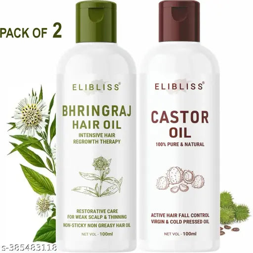 Elibliss new bhring oil & castor hair oil for ruff and dry hair and dandruff