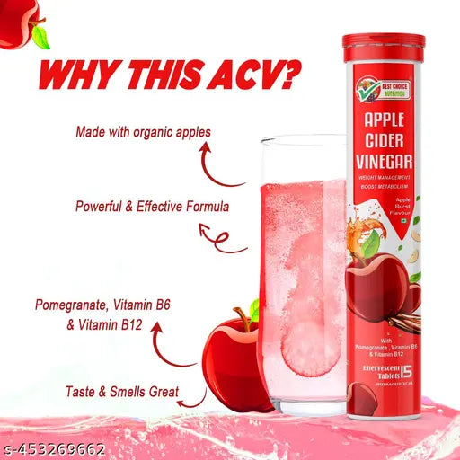 Apple Cider Vinegar Effervescent with mother for weight loss 15 tabs - Springkart 
