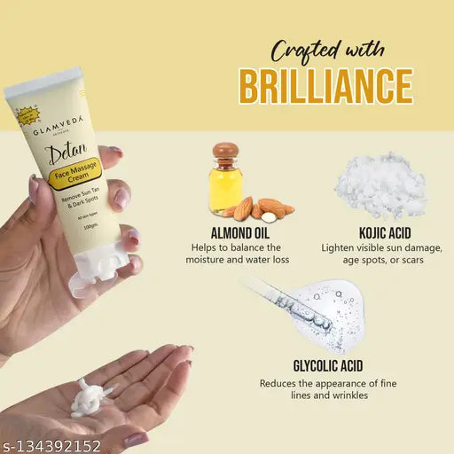 Glamveda De tan Massage Cream Pack Of 3 300gm