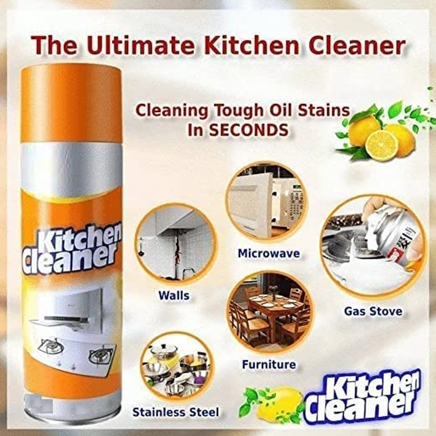 1331 Multipurpose Bubble Foam Cleaner Kitchen Cleaner Spray Oil Grease Stain Remover Chimney Cleaner Spray Bubble Cleaner All Purpose Foam Degreaser Spray (500 Ml) - Springkart 