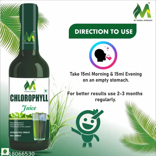 Chlorophyll Juice  800ml  Liquid Chlorophyll Natural Energy Booster For Men And Women  Supports Detoxification, Healthy Skin & Weight Loss